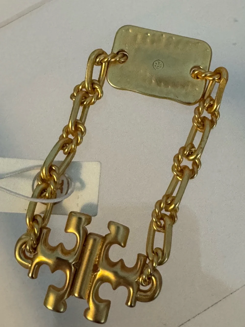 Tory Burch Torsade Signature Bar Chain 18K Gold Plated Brass Bracelet - Picture 4 of 7